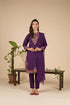 EMBROIDERED 2PC LINEN DRESS-EZ074